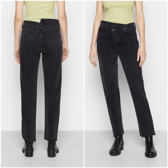 AGOLDE Criss Cross Straight Leg Organic Cotton Jeans in Shambles 25